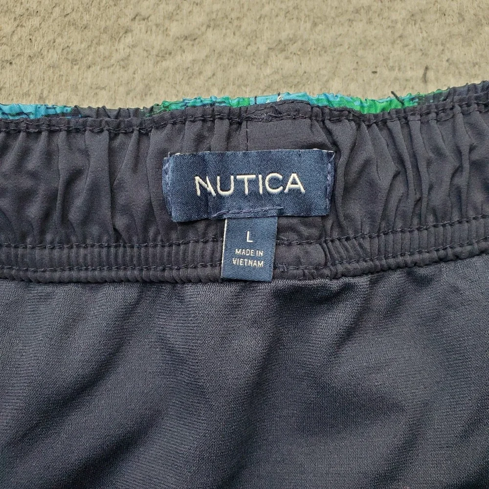 Nautica Swim Shorts Mens L Multi Abstract Pattern Lined Water Polo Drawstring